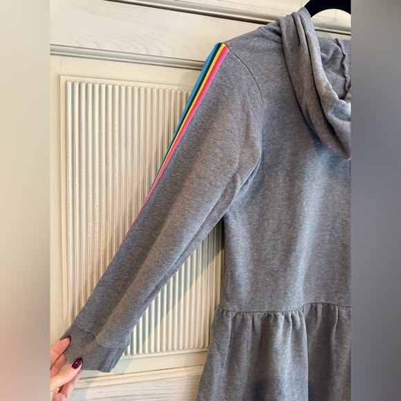 HANNAH ANDERSON Girls Rainbow Hoodie Dress Gray French Terry, Size 10 - Picture 8 of 13